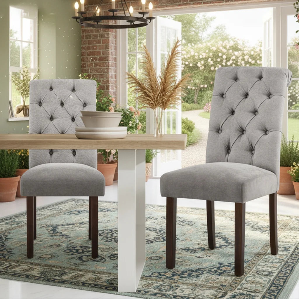 AFO Upholstered Button Tufted High Back Dining Chair