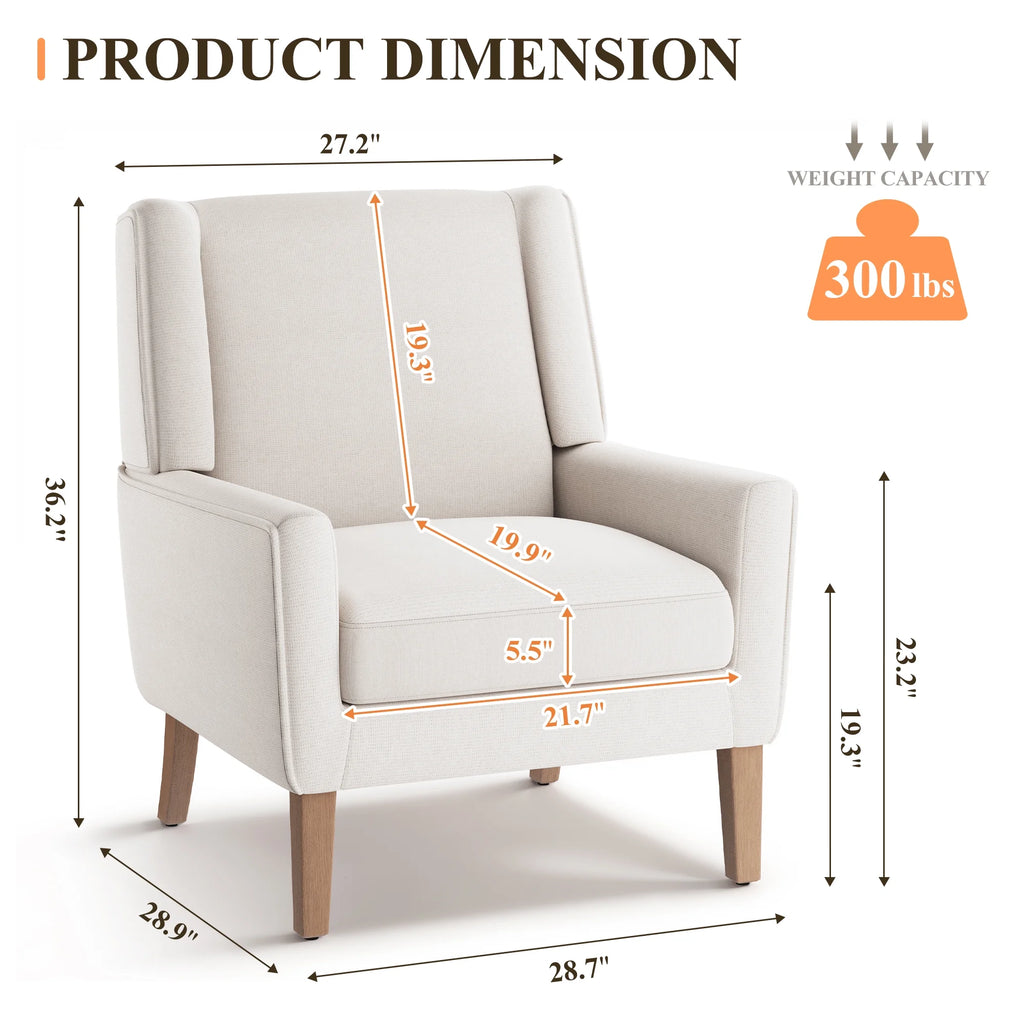 AFO Upholstered Modern Accent Chair with Wood Legs