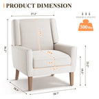 AFO Upholstered Modern Accent Chair with Wood Legs