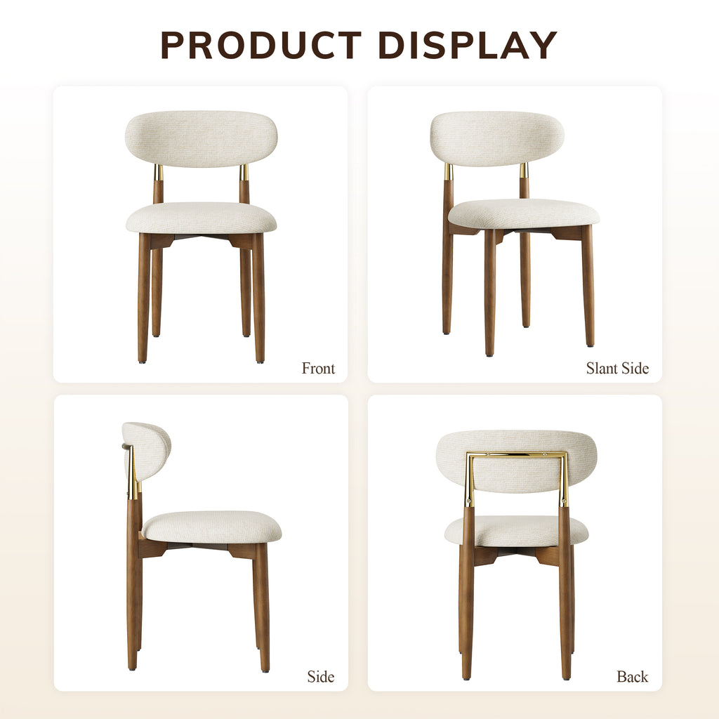 AFO Dining Chairs, Chenille Upholstered Kitchen Side Chairs with Wood Legs and Backrest for Modern Mid-Century Dining Room and Restaurant