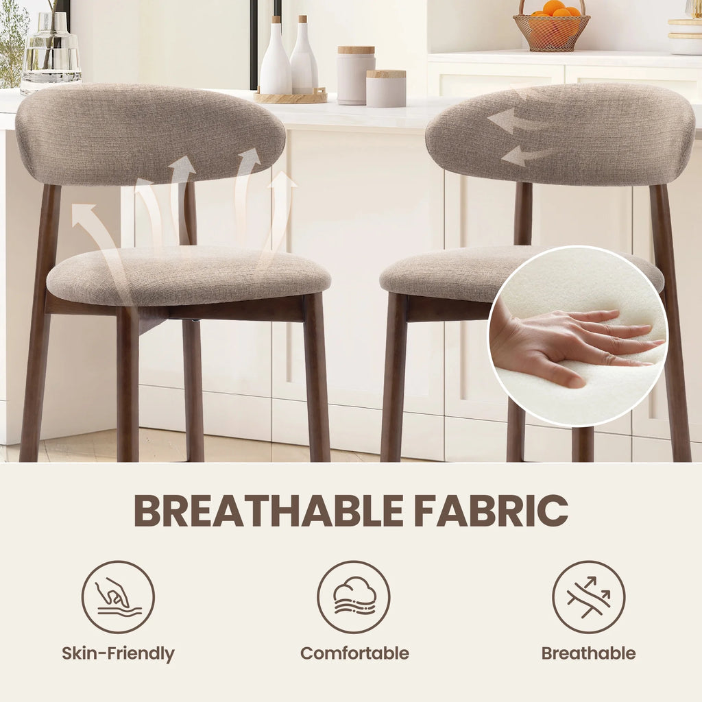 AFO Upholstered Counter Height Bar Stool - Ergonomic Back & Wooden Base