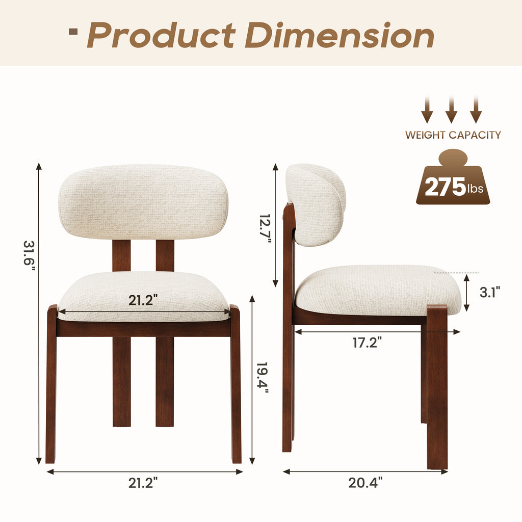 AFO Upholstered Dining Chairs with Wooden Legs