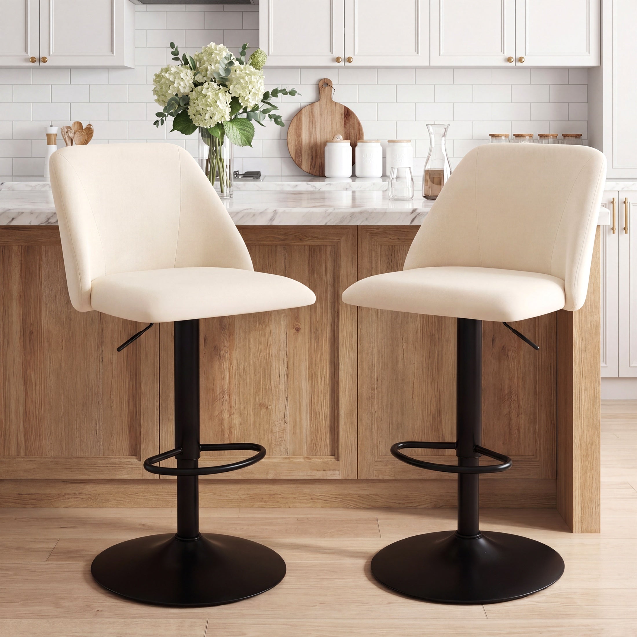 Swivel Counter Height Bar Stools, Height Adjustable, for Kitchen Island and Café