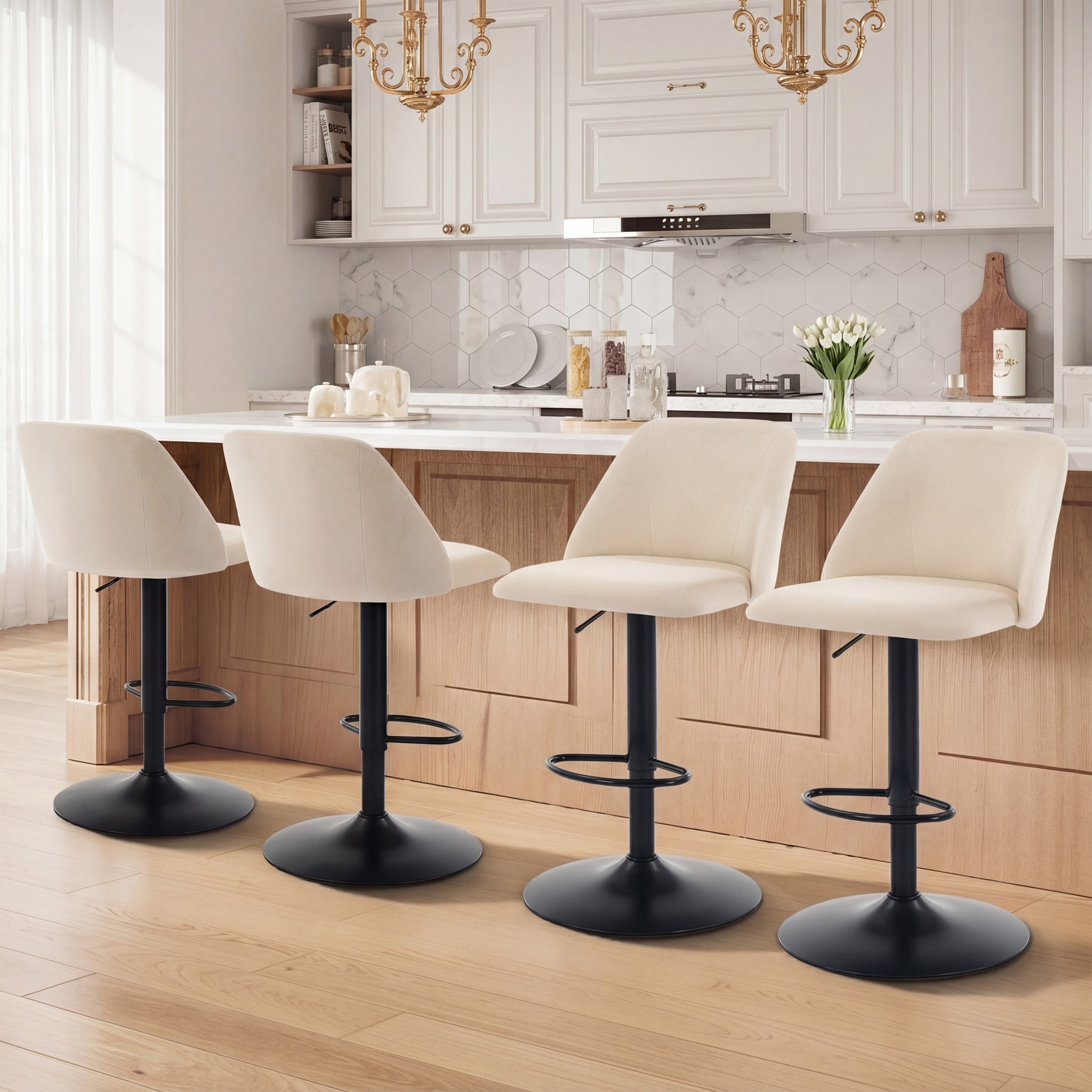 Swivel Counter Height Bar Stools, Height Adjustable, for Kitchen Island and Café