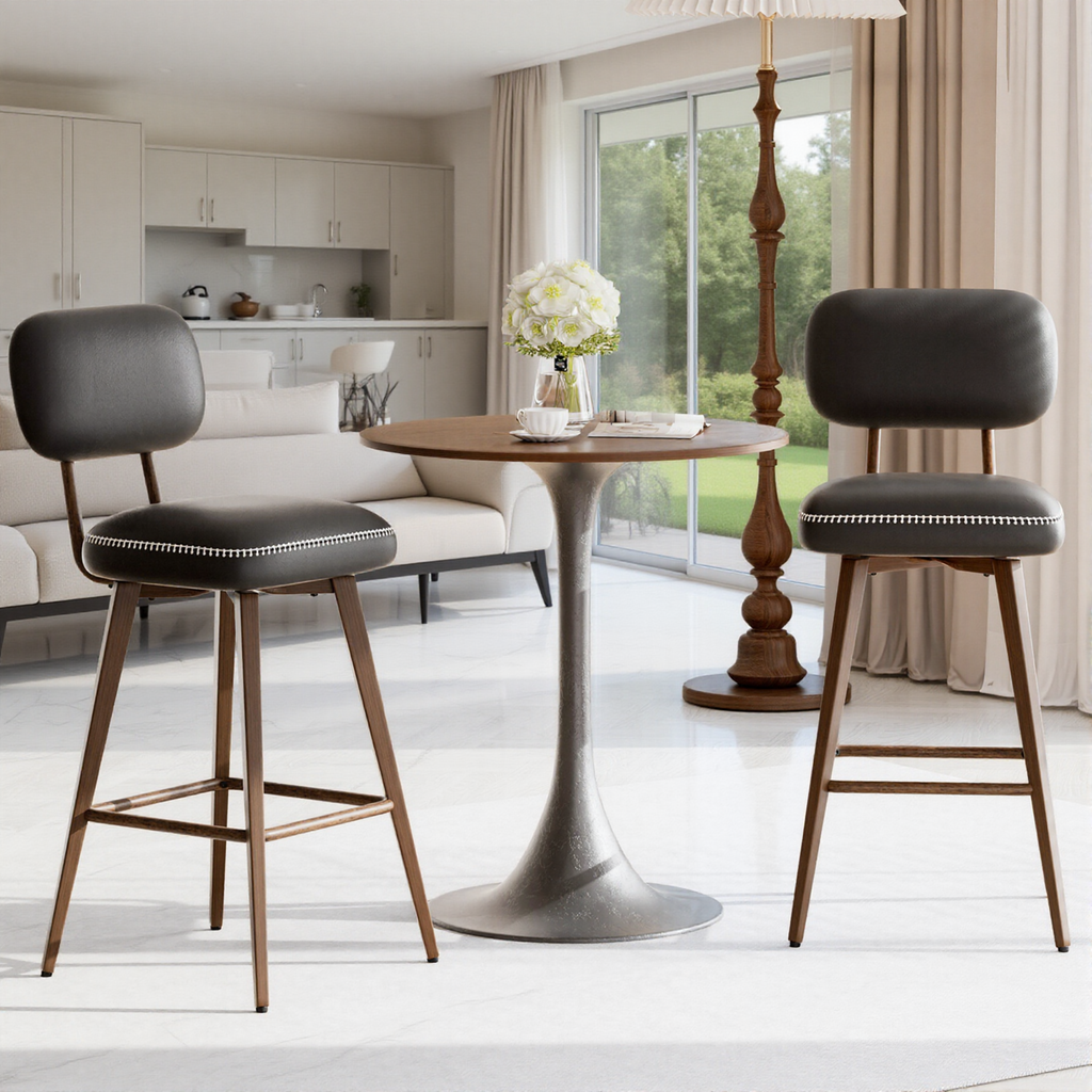Swivel Faux Leather Counter Height Bar Stools for Kitchen Island, Café