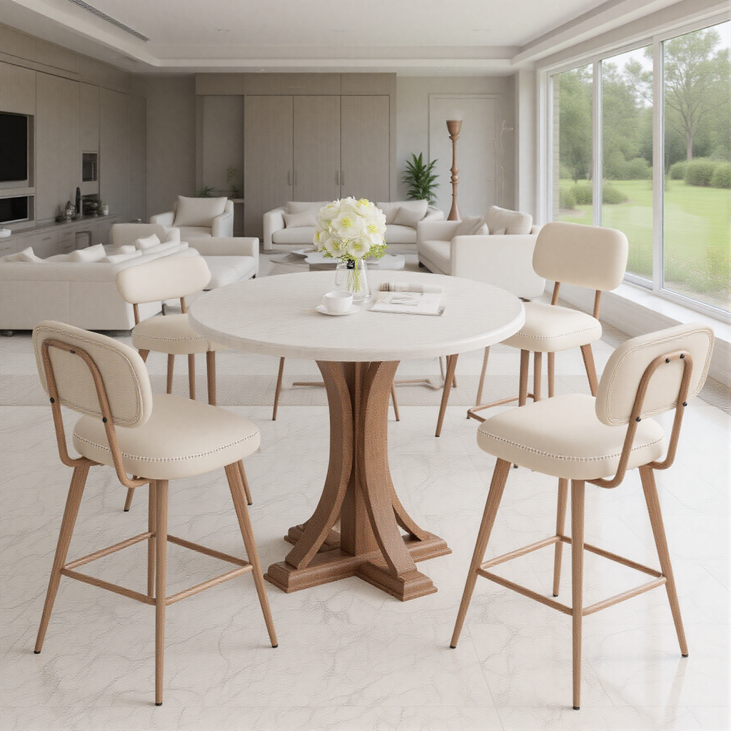 Swivel Faux Leather Counter Height Bar Stools for Kitchen Island, Café