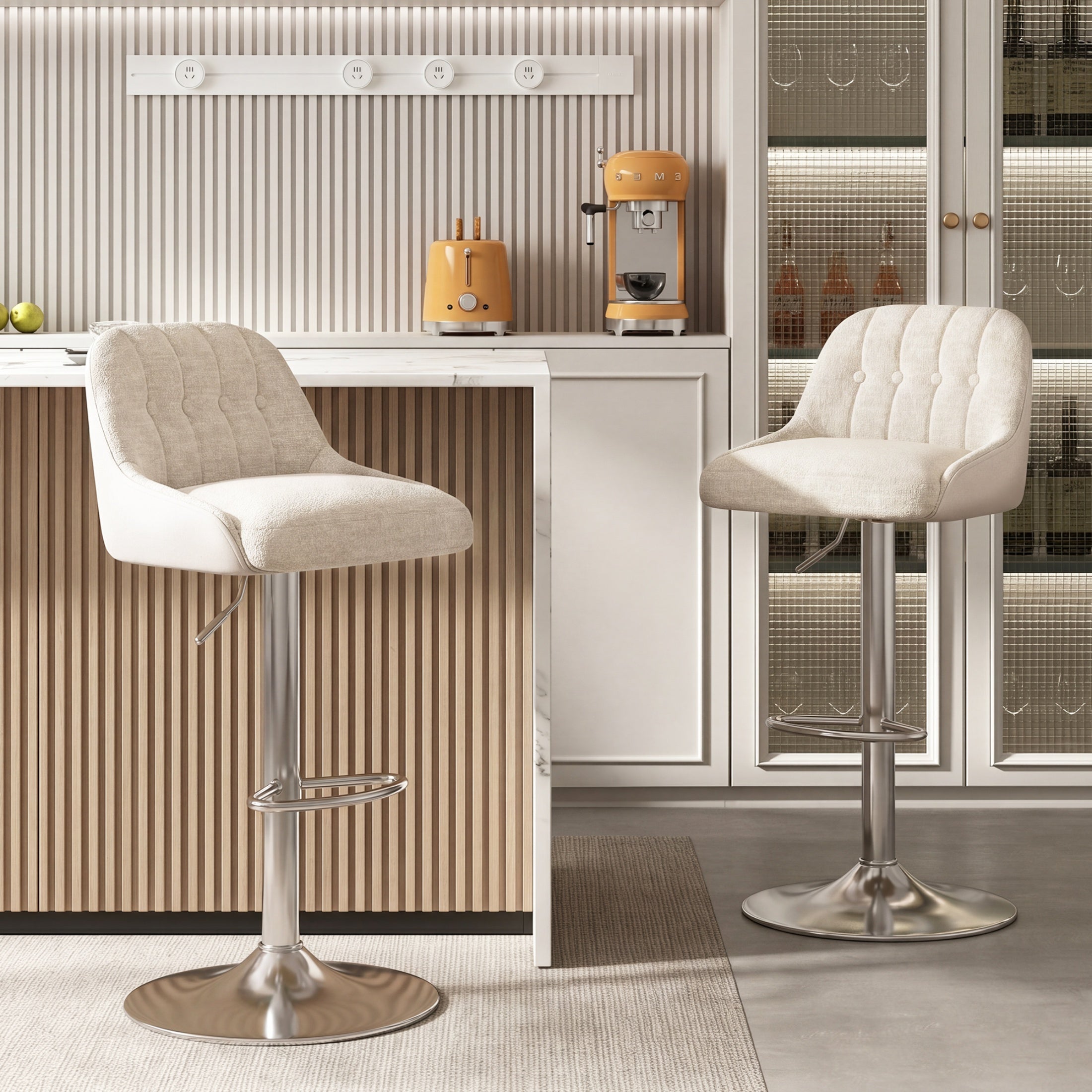 AFO Modern Swivel Adjustable Height Faux Leather Counter & Bar Stools