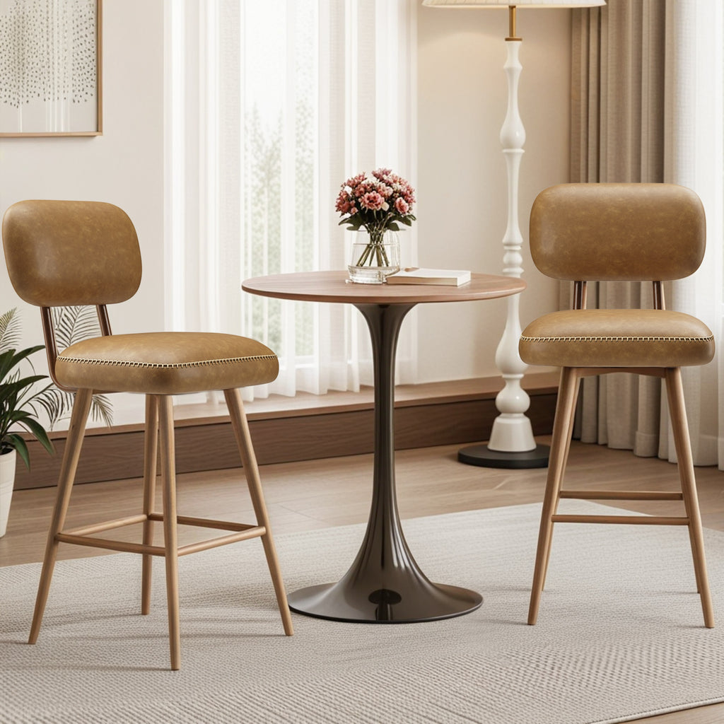 Swivel Faux Leather Counter Height Bar Stools for Kitchen Island, Café