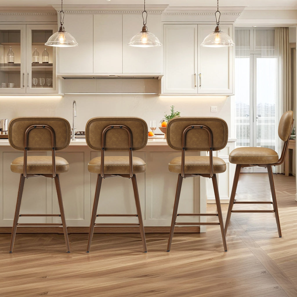 Swivel Faux Leather Counter Height Bar Stools for Kitchen Island, Café