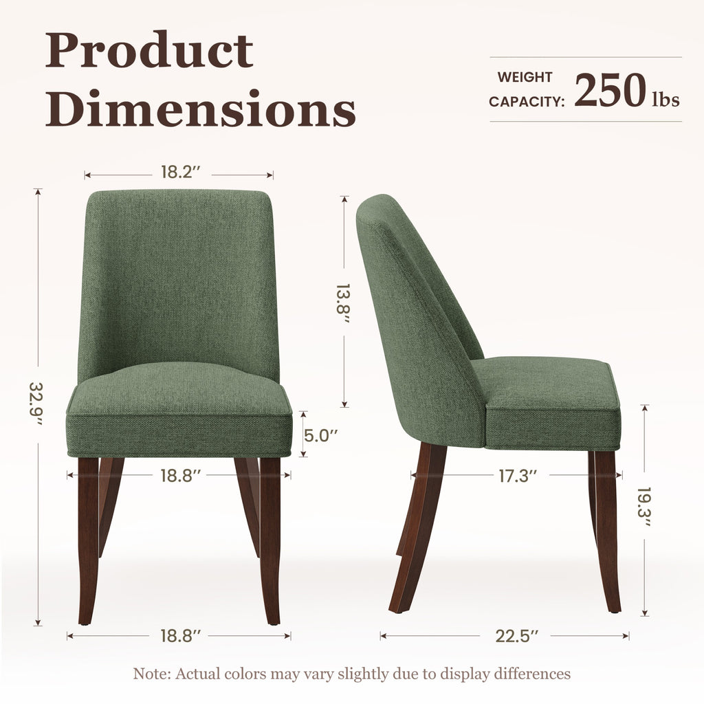 AFO Dining Chairs, Modern Upholstered Kitchen Side Chairs with Wood Legs & Ergonomic Backrest, Mid-Century Dining Room Chairs for Kitchen, Dining Room & Restaurant